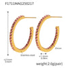 Wholesale Geometric Style Stainless Steel And Titanium Steel Inlaid Zircon Electroplated Earrings For Women