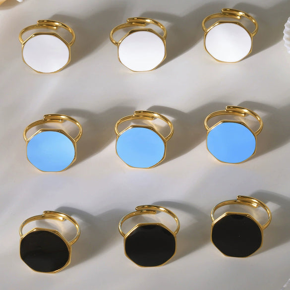 Wholesale Geometric Style Stainless Steel Open Ring Jewelry With Electroplating For Women