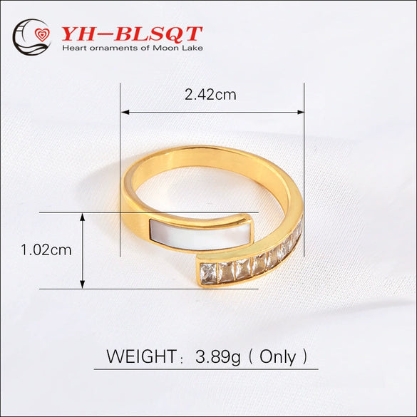 Wholesale Geometric Style Titanium Steel Open Ring For Female With Electroplating Treatment