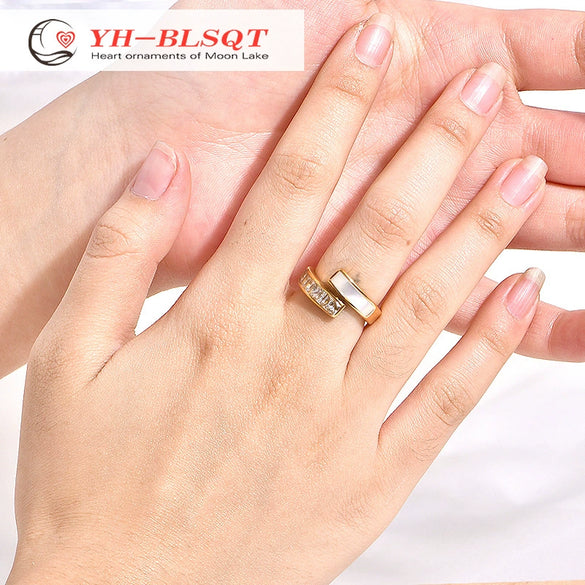 Wholesale Geometric Style Titanium Steel Open Ring For Female With Electroplating Treatment