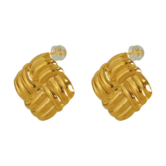 Wholesale Geometric Style 316L Stainless Steel Square Texture Electroplated Women's Ear Studs