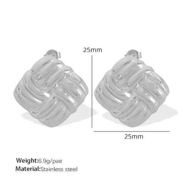 Wholesale Geometric Style 316L Stainless Steel Square Texture Electroplated Women's Ear Studs
