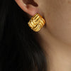 Wholesale Geometric Style 316L Stainless Steel Square Texture Electroplated Women's Ear Studs