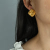 Wholesale Geometric Style 316L Stainless Steel Square Texture Electroplated Women's Ear Studs