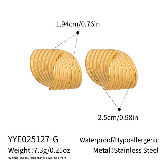 Wholesale Geometric Style Vacuum Real Gold Plated Stainless Steel And Titanium Steel Earrings For Women