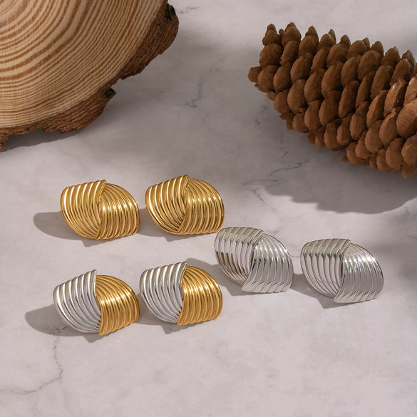 Wholesale Geometric Style Vacuum Real Gold Plated Stainless Steel And Titanium Steel Earrings For Women
