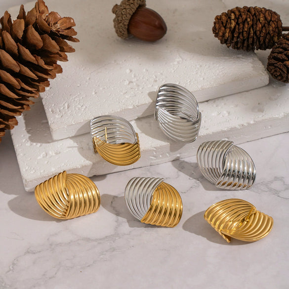 Wholesale Geometric Style Vacuum Real Gold Plated Stainless Steel And Titanium Steel Earrings For Women