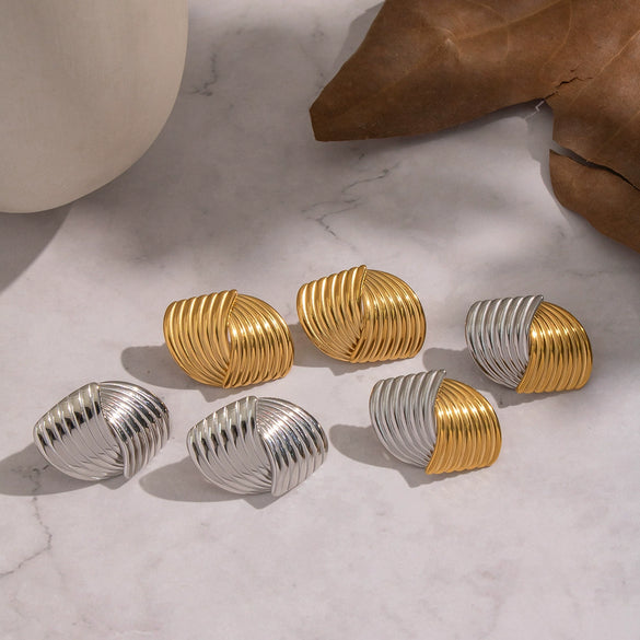 Wholesale Geometric Style Vacuum Real Gold Plated Stainless Steel And Titanium Steel Earrings For Women