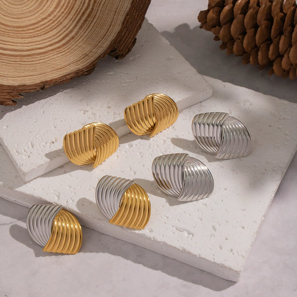 Wholesale Geometric Style Vacuum Real Gold Plated Stainless Steel And Titanium Steel Earrings For Women