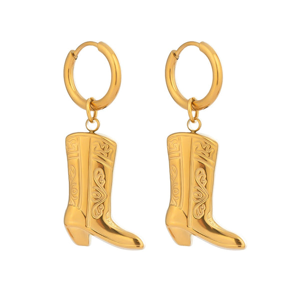 Wholesale Geometric Stylish Women's Boots Earrings Stainless Steel Electroplated 18K Gold Non Fading
