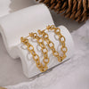 Wholesale Geometric Tassel Chain Diamondstudded Stainless Steel Earrings For Women With Vacuum Real Gold Plating