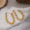 Wholesale Geometric Tassel Chain Diamondstudded Stainless Steel Earrings For Women With Vacuum Real Gold Plating