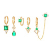 Wholesale Geometric Tassel Chain Earrings Set Copper With Colorful Zircon