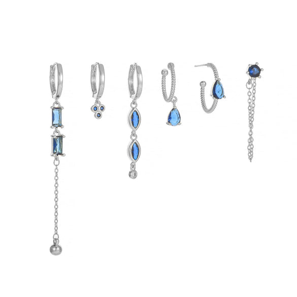 Wholesale Geometric Tassel Chain Earrings Set Copper With Colorful Zircon