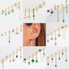 Wholesale Geometric Tassel Chain Earrings Set Copper With Colorful Zircon