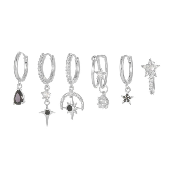 Wholesale Geometric Tassel Chain Earrings Set Copper With Colorful Zircon