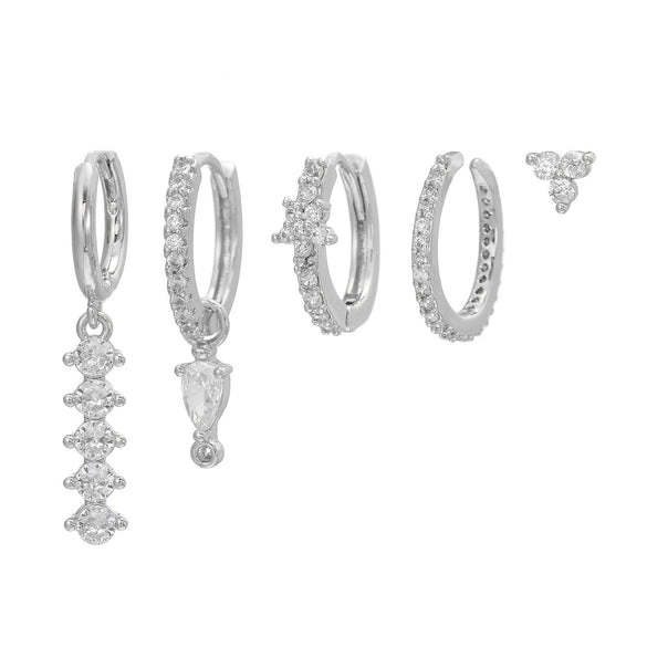 Wholesale Geometric Tassel Chain Earrings Set Copper With Colorful Zircon