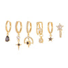 Wholesale Geometric Tassel Chain Earrings Set Copper With Colorful Zircon