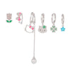 Wholesale Geometric Tassel Chain Earrings Set Copper With Colorful Zircon