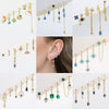 Wholesale Geometric Tassel Chain Earrings Set Copper With Colorful Zircon