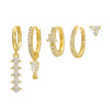 Wholesale Geometric Tassel Chain Earrings Set Copper With Colorful Zircon
