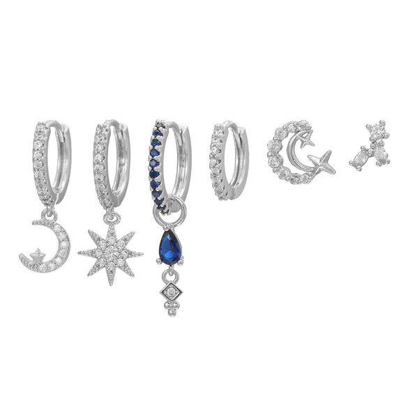 Wholesale Geometric Tassel Chain Earrings Set Copper With Colorful Zircon