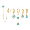 Wholesale Geometric Tassel Chain Earrings Set Copper With Colorful Zircon