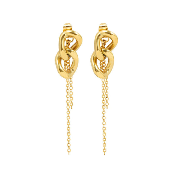 Wholesale Geometric Tassel Earrings Titanium Steel 18K Gold Electroplated For Women