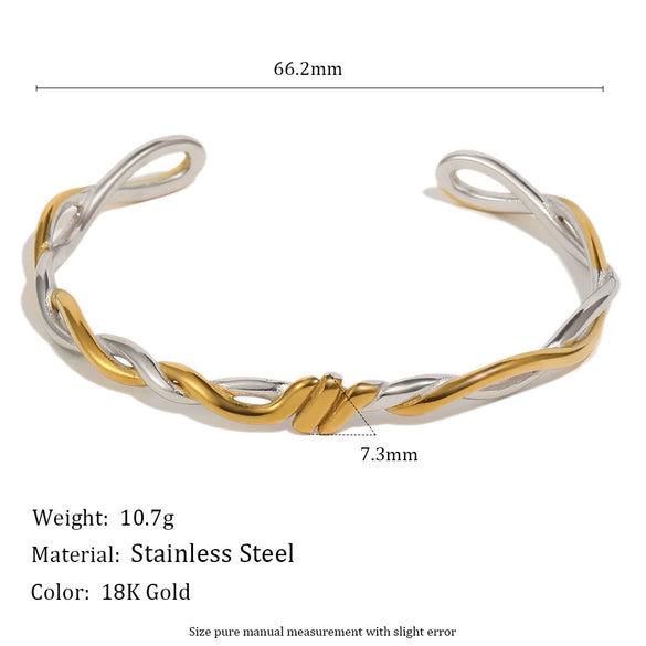 Wholesale Geometric Temperament Style 18K Gold Plated Stainless Steel Knotted Bracelet Jewelry Accessories