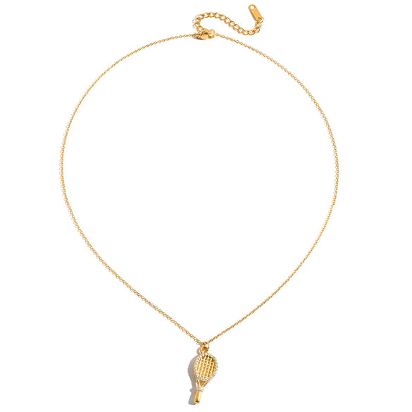 Wholesale Geometric Tennis Racket Pendant Stainless Steel Electroplated Necklace Jewelry For Women