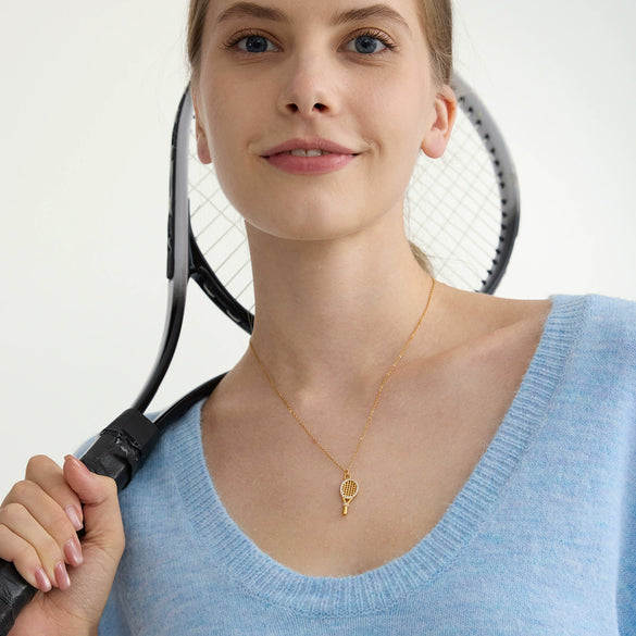 Wholesale Geometric Tennis Racket Pendant Stainless Steel Electroplated Necklace Jewelry For Women