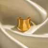 Wholesale Geometric Texture 18K Gold Plated Stainless Steel Opening Ring For Women With Electroplating Treatment