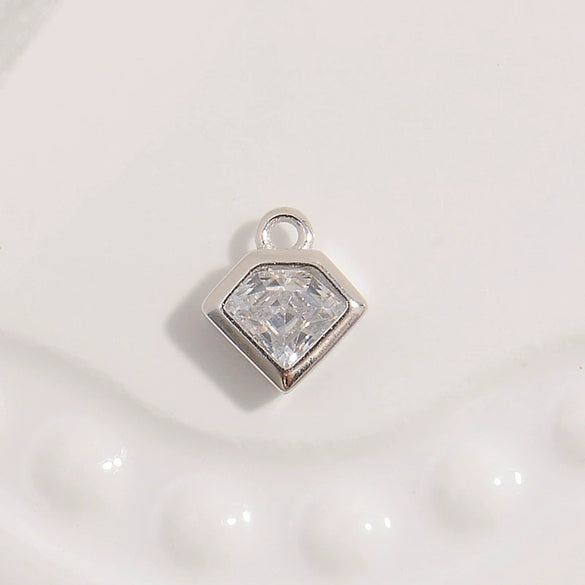Wholesale Geometric Threedimensional Square Pendant Jewelry Accessories Material In S925 Sterling Silver With Zirconia