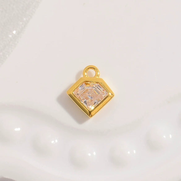 Wholesale Geometric Threedimensional Square Pendant Jewelry Accessories Material In S925 Sterling Silver With Zirconia