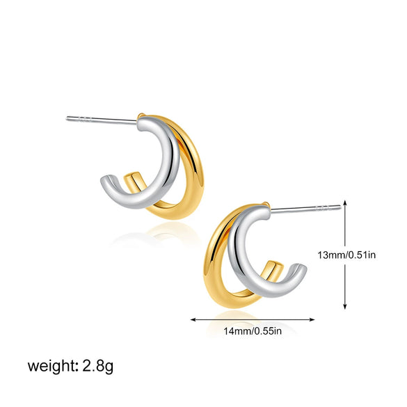 Wholesale Geometric Threepiece Earring Set Copper Electroplated Gold And Silver Mixed Color For Women