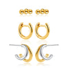 Wholesale Geometric Threepiece Earring Set Copper Electroplated Gold And Silver Mixed Color For Women