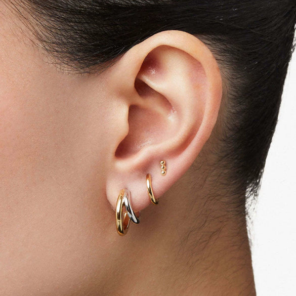 Wholesale Geometric Threepiece Earring Set Copper Electroplated Gold And Silver Mixed Color For Women