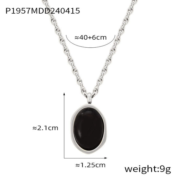 Wholesale Geometric Tiger Eye 316L Stainless Steel Necklace With Electroplating For Women Retro Niche Design Sense