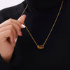 Wholesale Geometric Tiger Eye 316L Stainless Steel Necklace With Electroplating For Women Retro Niche Design Sense