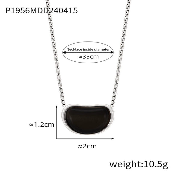 Wholesale Geometric Tiger Eye 316L Stainless Steel Necklace With Electroplating For Women Retro Niche Design Sense