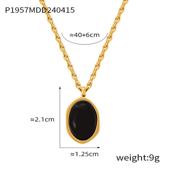 Wholesale Geometric Tiger Eye 316L Stainless Steel Necklace With Electroplating For Women Retro Niche Design Sense