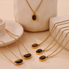 Wholesale Geometric Tiger Eye 316L Stainless Steel Necklace With Electroplating For Women Retro Niche Design Sense
