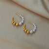Wholesale Geometric Titanium Steel Beaded Earrings With Electroplating For Women