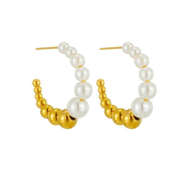 Wholesale Geometric Titanium Steel Beaded Earrings With Electroplating For Women
