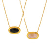 Wholesale Geometric Titanium Steel Black Agate Inlay Necklace Pendant With 18K Plated Real Gold Electroplating For Women