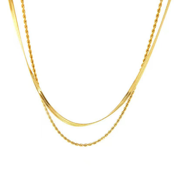 Wholesale Geometric Titanium Steel Blade Chain Doublelayer Necklace For Women With Electroplating Design