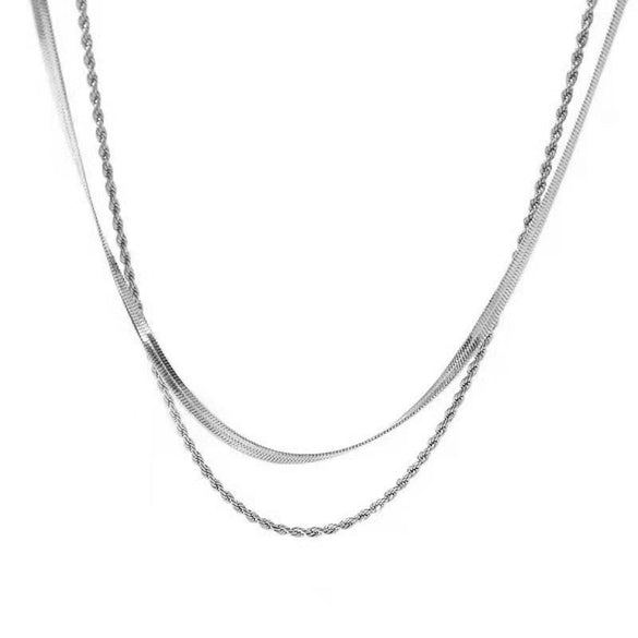Wholesale Geometric Titanium Steel Blade Chain Doublelayer Necklace For Women With Electroplating Design