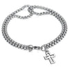 Wholesale Geometric Titanium Steel Cross Cut Out Double Chain Unisex Bracelet