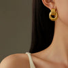 Wholesale Geometric Titanium Steel Earrings With Gold Threaded Electroplating For Women