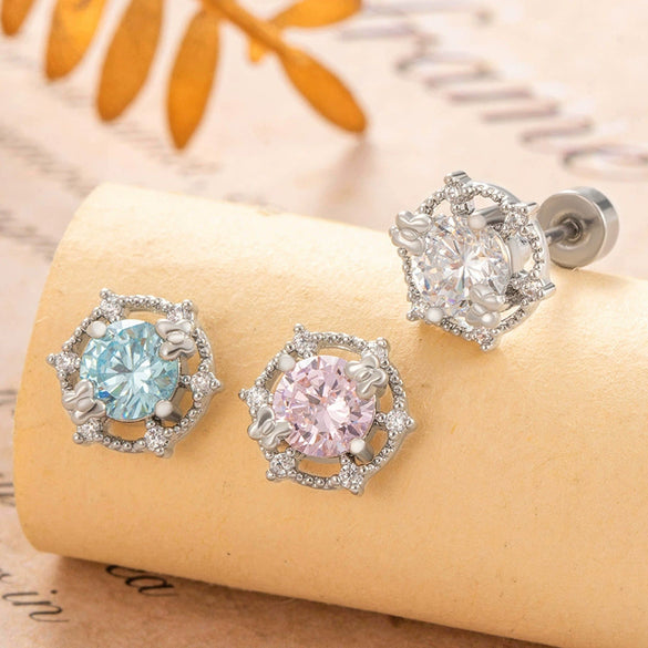 Wholesale Geometric Titanium Steel Earrings With Zirconia Fashion Style Unisex